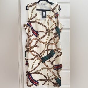Fashion Nova Beautiful Gold Tan Chain Print Midi Dress (BRAND NEW)